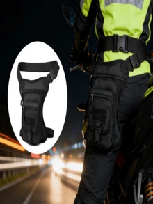Motorcycle Thigh Bag | Tactical Design, Can Hold Phone And Essentials, Lightweight, Zipper Closure, Adjustable Strap - Black - View 8