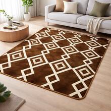 Casa Laura Enxovais Soft Flannel Rug In Modern Prints 2.00 X 1.50 - Various Colors - GEOMETRIC CHOCOLATE - View 2