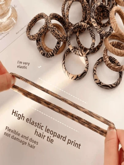 Bộ 10/20/30/50 chiếc dây buộc tóc mềm mại họa tiết da báo (kèm túi đựng), co giãn và thân thiện với tóc! Đường kính 2 inch, nhiều màu sắc để lựa chọn, món quà tuyệt vời cho những người yêu thích kiểu tóc đuôi ngựa.