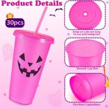 24 Pack Tumbler With Straw And Lid Bulk Cups For Gifts Water Bottle Iced Coffee Travel Mug Cup Reusable Plastic Tumblers For Party Birthdays 24oz - Pink 24pc - View 4