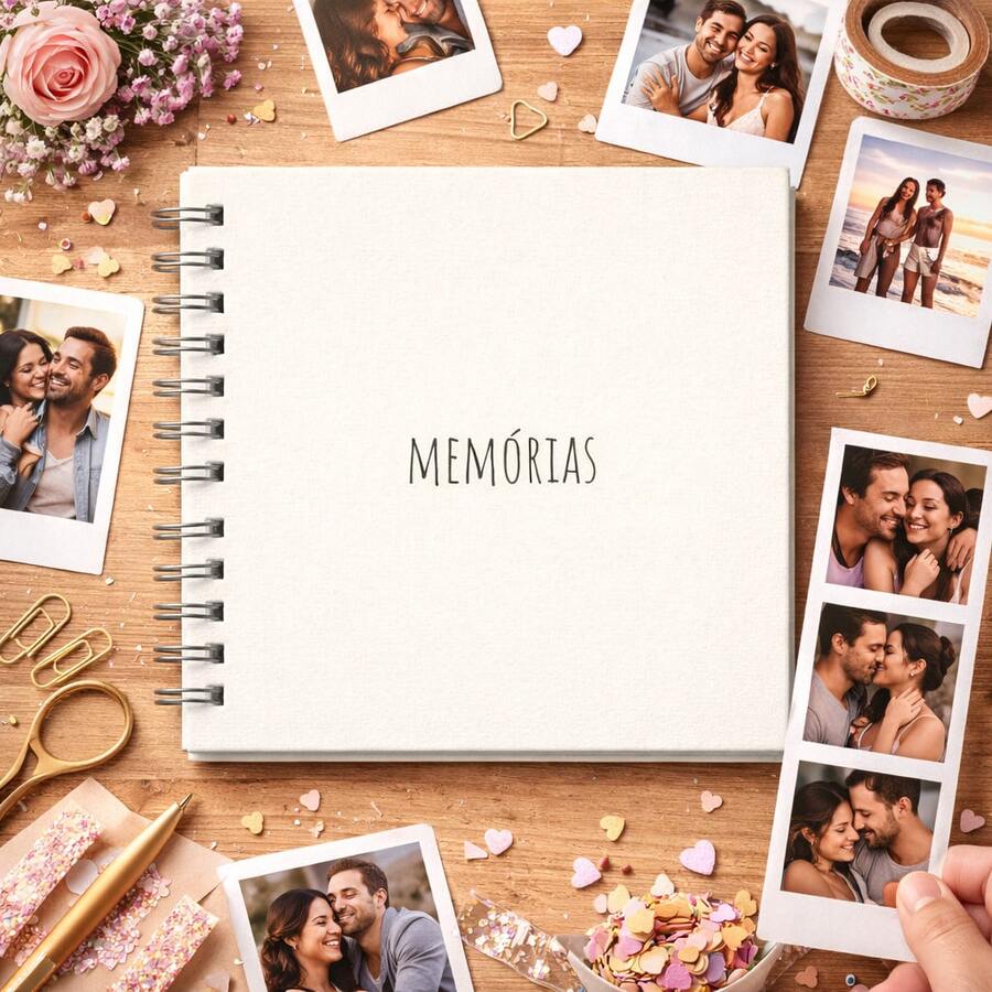 Scrapbook Photo Album  14.5x14.5 Cm – Creative Memory Book For Couples, Trips, Anniversaries And Special Moments – Various Colors Available, Premium Style, Ideal For Gifts, Storing Memories And Decorating With  Photos, Customizable, Compact, Modern And Elegant - 奶油 - 查看 1