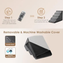 Dog Stairs & Ramp - High-Density Foam Pet Steps, Extra-Wide Non-Slip Orthopedic Dog Ladder With Soft Foam Padding, For Injured/Senior Pets & Small Cats To Access High Beds/Couches - Grey - View 7