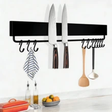 Giá treo dao từ tính gắn tường 30cm/40cm/50cm, thanh treo dao từ tính có 6 móc, giá treo dao từ tính bằng thép không gỉ, giá đựng dao nhà bếp. - Một kích thước phù hợp với tất cả - Xem 2
