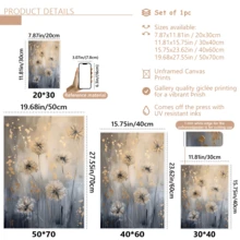 1pc Modern Abstract Floral Canvas Art Poster - Dandelion, Grey And Gold Tones, Fashionable Home Decor, Framed Or Unframed, Suitable For Home, Apartment, Dorm, Hotel, Living Room, Bedroom, Bathroom, And Office - A - View 8