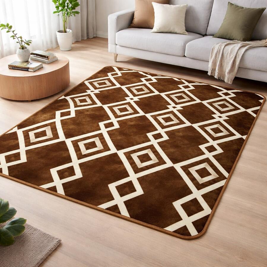 Casa Laura Enxovais Soft Flannel Rug In Modern Prints 2.00 X 1.50 - Various Colors - GEOMETRIC CHOCOLATE - View 1