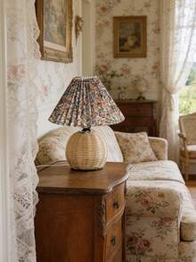 1pc Rattan Table Lamp, Retro Handmade Pleated Lamp, Nordic Solid Wood Bedside Lamp, Suitable For Homestay, Dining Room, Camping, Minimalist Warm Light Touch Control Lamp, Atmosphere Nightlight - Multiple Colors - View 6