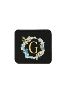 Fashionable Black Square Mirror Printed With Ocean-Themed Wreaths And The Initials A-Z, Portable Folding High-Definition Double-Sided Pocket Mirror, Suitable For Carrying Handbags, Wear-Resistant , Lightweight And Portable, Pocket Mirror, Mini Makeup Mirror, New Design, Travel Accessories, Suitable For Both Men And Women - Mirror - View 24