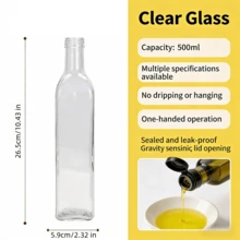 500ml Large Capacity Square Glass Oil Bottle, Suitable For Olive Oil, Soy Sauce, Vinegar And Other Liquid Seasonings; Tidy Kitchen Storage, Portable For Travel, Modern Kitchen Practical Oil Pouring Tool, More Efficient Cooking And Storage. - Multicolor - View 8