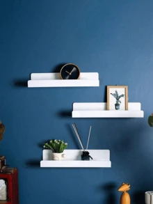 1/2 chiếc kệ treo tường acrylic màu trắng, không cần khoan, kệ sách cho trẻ em, giá đựng đồ treo tường, kệ treo tường phòng tắm. - trắng - Xem 3