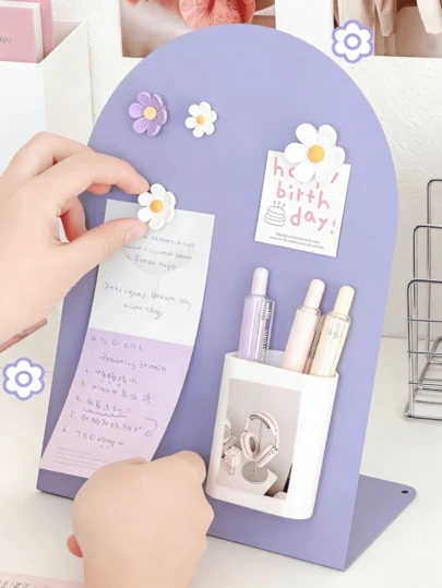 1 Desktop Magnetic Message Board, Creative Message Board Desk Display Rack, Household Memo Board, Magnetic Photo Wall Design, Desktop Metal Whiteboard, Suitable For Office Workstation Message Boards, Desktop Decorative Item
