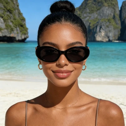 1pc Vintage Oval Women's Fashion Glasses, Fashionable Cat Eye Design, Street Style