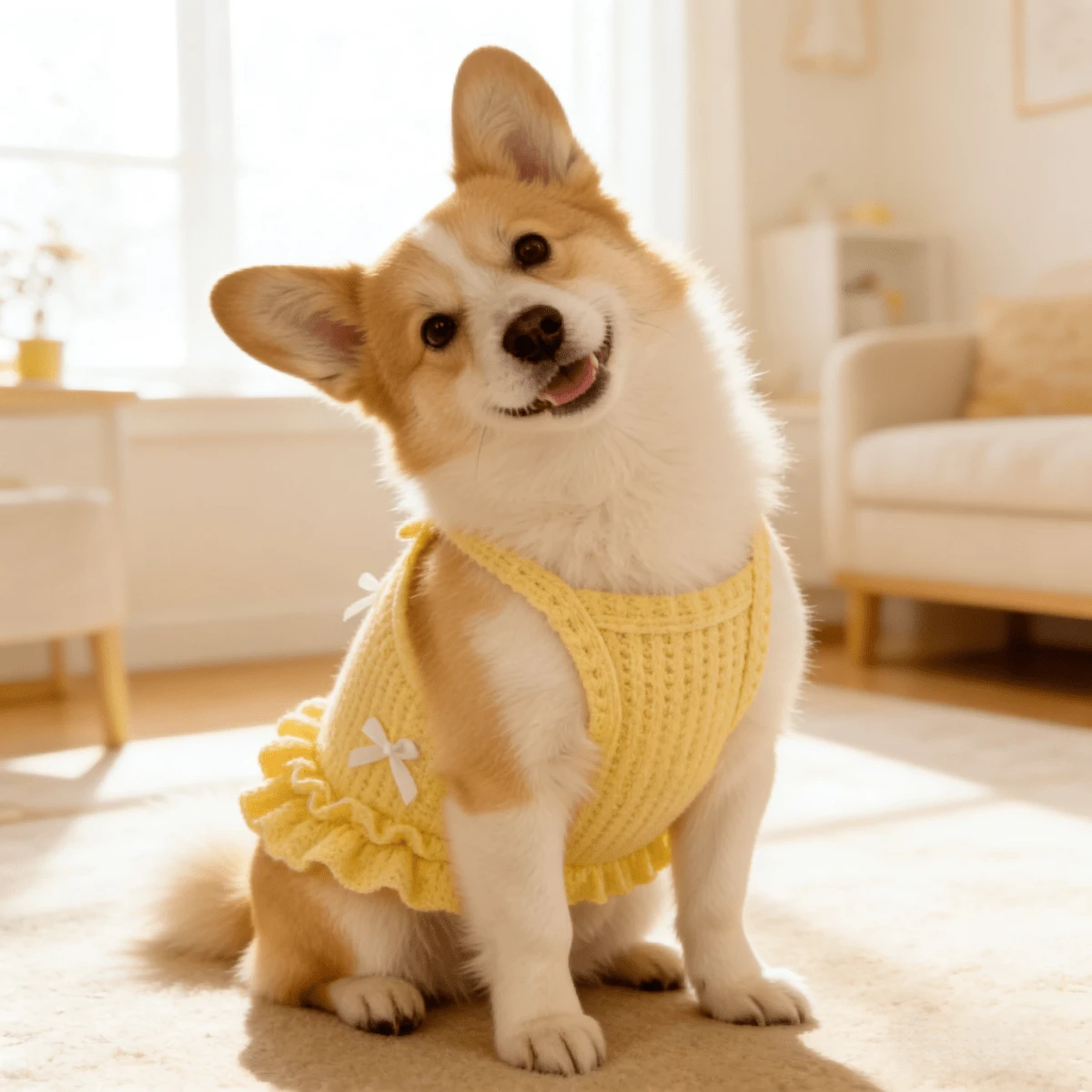1 bộ váy cho chó nhẹ, thoáng khí, thân thiện với da, chống rụng lông, váy dễ thương cho cún con kèm nơ, trang phục thường ngày cho chó mèo nhỏ, dùng mùa hè, thích hợp làm quà tặng Ngày của Mẹ, Ngày Thiếu nhi, Giáng sinh. - Màu vàng - Xem 1
