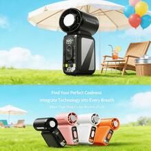 W&O 1 PC Portable Fan,Ice Cooling Fan,Desktop Fan, Handheld Fan, Neck Fan,Mini Fan, 5000mAh 13H Long Lasting, 199 Speed Adjustable, LED Flashlight & SOS Light, Type-C Rechargeable, Summer,Office, Beach,Travel Essential,Bridesmaid Gifts, - 黑色 - 查看 2