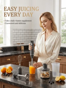 SOKANY 四合一手持搅拌器套装，包含多功能搅拌棒、打蛋器、切碎器和量杯，适用于食品加工和婴儿辅食搅拌。 - 英規插(220-240V) - 查看 1