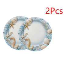 1件/2件/4件/6件/8件/300件装圆形餐垫，采用海岸海洋设计，饰以蓝色海星和贝壳，简约而美观。尺寸为14.17英寸/3636厘米，采用100%聚酯纤维编织而成。防滑，可干洗、手洗或机洗，易于清洁且隔热。是餐厅、厨房、茶几、室内装饰、宴会或派对装饰的理想之选。 - 彩色 - 查看 21