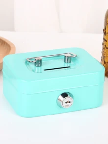 Metal Lock Storage Box, Money Box, Adult Creative Portable Storage Box, Small Key Storage Box, Lockable Coin Box, Metal Cash Storage Box With Key Lock, Metal Key Lock Storage Box With Top Handle, Adult Coin Bank, Coin Savings, Cash Register, Suitable For Daily Office Use, Holiday Gifts, Cash Savings Box, Coin Collection, Fashionable Storage, High-Quality Metal, Wallet, Key Lock Box, Small Business Owner, Budget Saving, Valentine's Day Gift - Multicolor - View 11