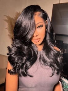 250% Density 13x6 Lace Front Wigs Human Hair Pre Plucked 250% Density 13x4 Body Wave HD Lace Front Wigs Human Hair HD Transparent Frontal Glueless Wigs Human Hair With Baby Hair For Women 8Inch-42Inch - Natural Black - 查看 4