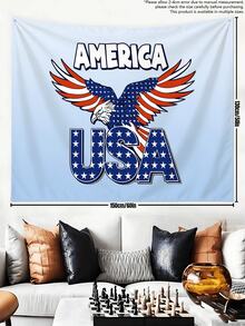 And USA Flag Tapestry Patriotic Style Polyester Wall Hanging Art Decor, Soft Durable SkinFriendly Lightweight For Living Room Decor, Bedroom, Dorm Gift For Women - 白色 - 查看 7