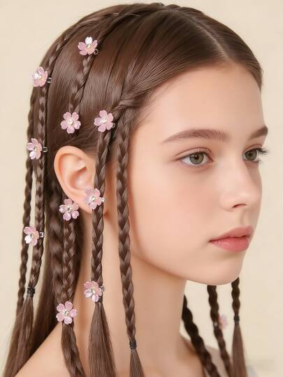 20/10/5 piezas Diademas y pasadores de pelo con flores de rhinestone brillantes para niñas para uso diario, fiesta, boda, dama de honor o vacaciones, accesorios de pelo de estilo escolar lindos para niñas