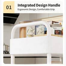 3-Tier Rolling Utility Cart, Multifunctional Storage Trolley With Wheels For Kitchen, Bathroom, Living Room - White - View 3