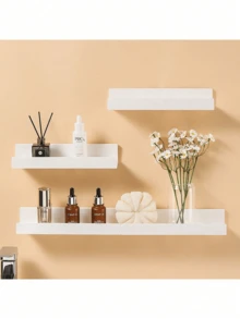 1/2 chiếc kệ treo tường acrylic màu trắng, không cần khoan, kệ sách cho trẻ em, giá đựng đồ treo tường, kệ treo tường phòng tắm. - trắng - Xem 6