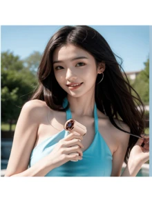 Akane 2026新款迷你手持风扇，1-9档风速可调，USB充电，便携式户外降温设备，3000mAh电池，数字显示，男女通用，适合旅行/露营/户外活动，粉色和白色 - 手持 - 查看 12
