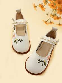 1 Đôi giày bệt thời trang cho bé gái, giày slip-on thêu hoa màu trắng, thiết kế khóa dán, đế mềm chống trơn trượt, thích hợp cho tiệc tùng, đám cưới, kỳ nghỉ. - trắng - Xem 6
