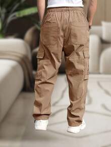 Men's Cargo Pants, Women's, 6 Pockets, Skate Style, Wide Leg, Drawstring Closure - Khaki - View 3