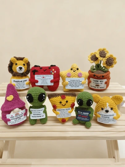 Hand-Crocheted Desk Decorations: Whimsical Sci-Fi Figures, Animal And Plant-Themed Dolls, And Cute Cartoon Designs-A Heartwarming, Handcrafted Gift That Brings Joy And Positivity. These Make Excellent Birthday Gifts For Close Friends, Girlfriends, Or Sisters, Or As Small Tokens Of Friendship For Women.