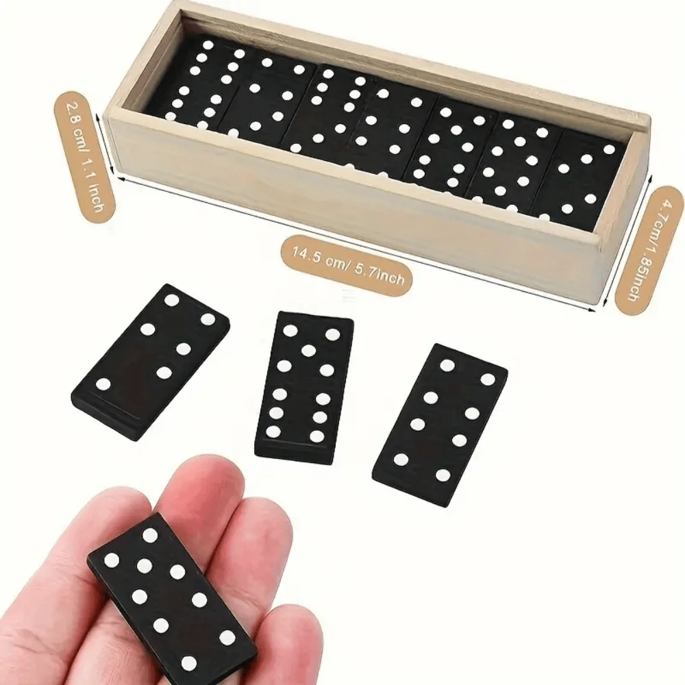 Dominoes Full Set, 28 Pieces Thickened Solid Wood Material With Portable Storage Box, Suitable For Multi-Player Entertainment Tabletop Game, Can Be Used For Family Gatherings Indoor Leisure, Outdoor Camping And Travel, Combines Brain Exercise With Relaxing Educational Stress-Relief Tabletop Game - Multicolor - View 1