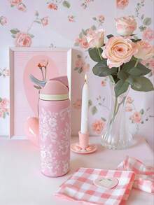 OwaIa Pink Lace Butterfly Large Capacity Stainless Steel Water Bottle,32oz/945ml,With A Straw,Exquisite Appearance,Keeps Drinks Hot Or Cold,Can Hold Iced Drinks And Water,Suitable For Leisure,Work,Sports,Indoors And Outdoors,Suitable For Students And Office Workers,As A Gift.Vacuum Flasks-Everyday Tumbler-Perfect Birthday Gift-Father Day Tumbler - Hồng - Xem 4