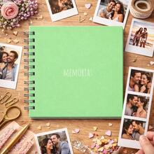 Scrapbook Photo Album  14.5x14.5 Cm – Creative Memory Book For Couples, Trips, Anniversaries And Special Moments – Various Colors Available, Premium Style, Ideal For Gifts, Storing Memories And Decorating With  Photos, Customizable, Compact, Modern And Elegant - 綠色的 - 查看 3