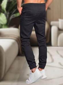 Men's Jogger Pants In Twill With Elastic Cuffs - Streetwear - màu đen - Xem 4