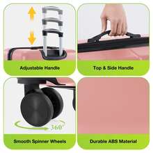 20 Inch Luggage, Expandable Hardside Suitcase With Spinner Wheels, Hard Shell ABS Durable Lightweight Travel Luggage With TSA Lock Luggage Case Luggage Suitcase Luggage With Wheels Carry On Suitcase Suitcase Bag Large Capacity Clothes Storage For Business Holiday Essentials Cruise Essentials - Pink - View 4