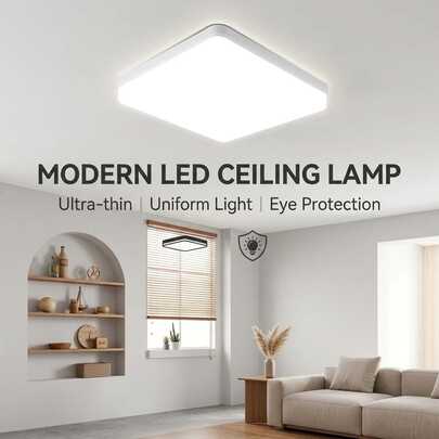CANMEIJIA 1pc Modern LED Ceiling Light, Square Recessed Ceiling Lamp, 20W/30W/40W/50W, AC85-265V, 6500K Cool White, For Bedroom, Living Room, Kitchen