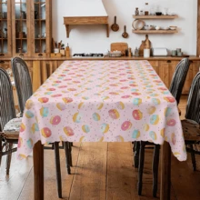 1pc Cute Tablecloth, Made Of Polyester Fabric, Washable And Reusable, With A Doughnut Design, Suitable For Dining Tables, Desks, Kitchens, Restaurants, Small Parties, Outdoor Camping, Wedding Table Decoration, Available In Multiple Sizes - A - View 6