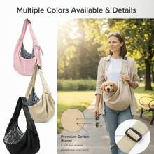 Foldable Adjustable Pet Sling Bag, Breathable Shoulder Bag With Pockets, Suitable For Carrying Cats, Small Dogs (Pomeranian, Teddy Bear) When Traveling Or Commuting - Multicolor - View 8