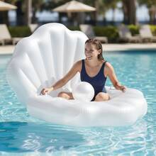 60-Inch Giant Inflatable Seashell Pool Float, Large Clam Raft For Adults, Heavy Duty PVC, Removable Pearl Ball Included, Ergonomic Shell Lounge Chair, Swimming Pool, Outdoor Backyard Party, Aesthetic Photo Prop, Bachelorette, Summer Beach Lake Ride-On - trắng - Xem 7