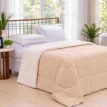 Sherpa Comforter With Blanket/Fitting Set, Queen Size, Thick, Assorted Colors, 2.40cm X 2.20cm - Khaki - View 3