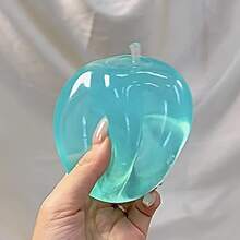 蓝色水晶大苹果减压玩具，慢回弹挤压玩具，缓解压力，办公室/书房挤压玩具，礼物/节日礼物/生日礼物 - 彩色 - 查看 3