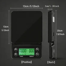 带定时器的电子咖啡秤，5公斤/3公斤，精度0.1克 | 背光液晶显示屏，去皮功能和多单位转换，适用于手冲咖啡、意式浓缩咖啡和厨房 - 0.1克 - 查看 4