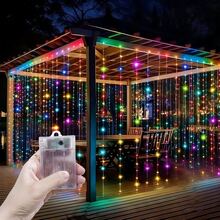 8 Modes Battery Operated Window Curtain Lights, 4 Color Changing Fairy String Lights For Garden, Fairy Wreath, Landscape Lighting, Camping Decor, Patio, Outdoor, Romantic Room Decor, Wedding Party, Christmas Halloween Decoration - Battery Box Curtain Light - View 11