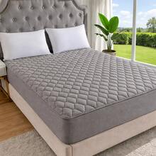 100% Waterproof Mattress Protector With Elastic All Around, Quilted Queen King Size, Various Colors - 灰色 - 查看 3