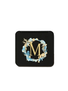 Fashionable Black Square Mirror Printed With Ocean-Themed Wreaths And The Initials A-Z, Portable Folding High-Definition Double-Sided Pocket Mirror, Suitable For Carrying Handbags, Wear-Resistant , Lightweight And Portable, Pocket Mirror, Mini Makeup Mirror, New Design, Travel Accessories, Suitable For Both Men And Women - Mirror - View 22