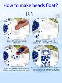 200克人造无孔漂浮珍珠,混合尺寸10毫米/16毫米/20毫米,可用于花瓶填充、婚礼装饰、漂浮蜡烛装饰、家居摆件,适合DIY婚礼、生日、主题派对、情人节、万圣节和圣诞节装饰(含水珠) - 白色 - 查看 8