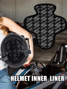 1pc Motorcycle Helmet Liner, Sweat-Absorbent Helmet Padding, Breathable Quick-Dry Removable Helmet Lining, Detachable Hook And Loop Design, Helmet Padding - A - View 2