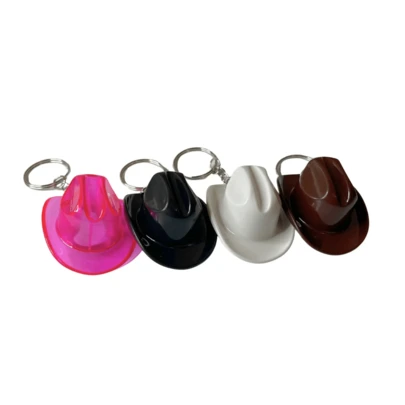 Cowboy Hat Bottle Opener Keychain Rustic Western Design Portable ABS Cap Opener For Men Beer Lovers Black Color Durable Construction Unique Western Charm