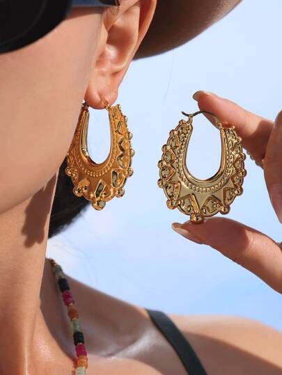 1 Đôi bông tai hình vương miện và móng ngựa cổ điển bằng thép không gỉ mạ vàng 18K, phong cách tối giản thời trang, không phai màu, dành cho nữ, thích hợp làm quà tặng cho bạn bè, đồng nghiệp và mẹ.