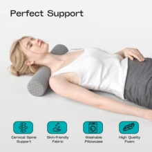 1 pieza Almohada cilíndrica de espuma de memoria, adecuada para colchón, piernas, espalda y esterilla de yoga, utilizada para soporte de cuello, espalda y piernas - Gris - Ver 5