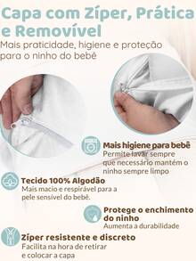 Removable And Washable Cover For Baby Boy And Girl Nest, 100% Cotton. - 白色 - 查看 3